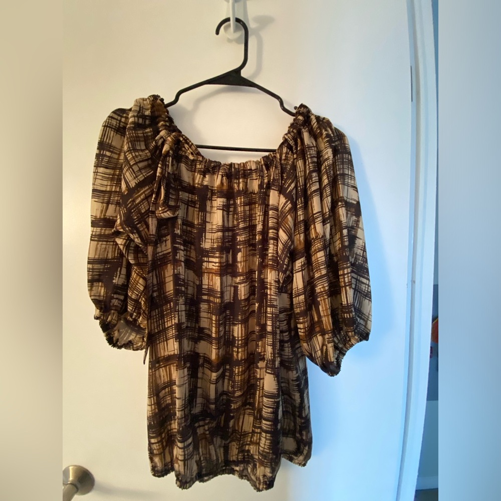 Rafaella Abstract Brown and Cream Blouse